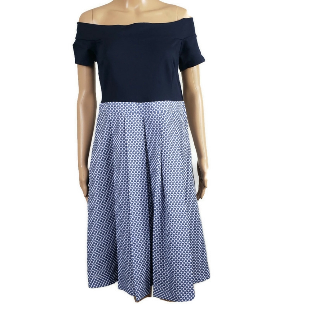 Modcloth Double The Lovely A-line Midi Off Shoulder Dress Size L